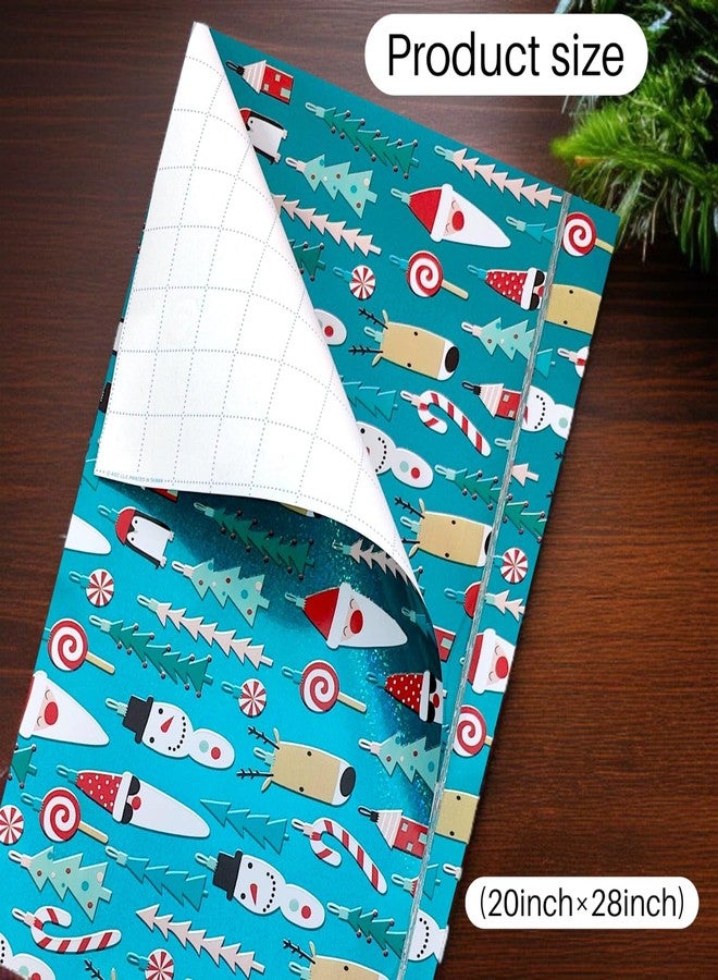 TERA13 5 Sheets Merry Christmas Theme Wrapping Paper Sheets, Perfect For Wrapping Gifts For Your Loved Ones, 20 x 28 Inches, Ideal For Birthday, Christmas, Festive Occasions And Home Decor - Image 2